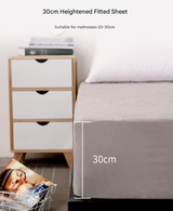 Grey Queen Size Waterproof Fitted Mattress Protector - Soft & Breathable Bed Cover, Hypoallergenic, Deep Pocket (152x190x30cm)