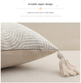 Grey Chic Geometric Jacquard Cushion Covers with Tassels - Set of 2, Plush Blend for Sofa & Bed Decor (45x45cm, Insert Not Included)