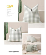 Green Big Plaid Pattern Set of 2 Decorative Cushion Covers - 45x45cm, Soft Polyester (Inserts Not Included)