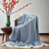 Black and White Plush Chenille-Knit Throw Blanket - Soft Cozy Polyester for Bed & Sofa | Textured Two-Tone Design (127x153cm)