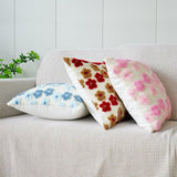 Pink Charming 3D Floral Plush Cushion Covers - Set of 4, 45x45cm Soft Faux Lambswool Pillowcases for Sofa & Bed Decor