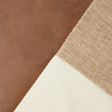 Khaki and Gray Modern Geometric Faux Leather & Cotton-Linen Cushion Covers - Set of 2, 45x45cm Decorative Pillowcases for Sofa & Car