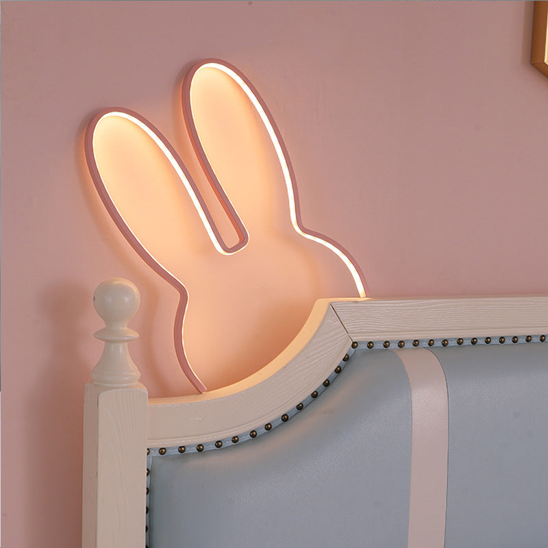 Pink 40x30cm Adorable Bunny LED Wall Night Light - USB Powered Warm White Lamp for Kids Room Decor