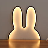 Black 40x30cm Adorable Bunny LED Wall Night Light - USB Powered Warm White Lamp for Kids Room Decor