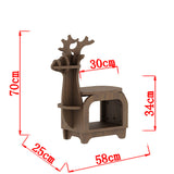 Sub Black Walnut Trumpet Creative Reindeer-Shaped Solid Wood Bookshelf for Kids