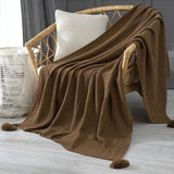 110cm x 150cm Coffee Knitted Sofa Blanket for Autumn and Winter Naps