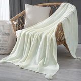 110cm x 150cm White Knitted Sofa Blanket for Autumn and Winter Naps