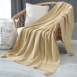 110cm x 150cm Khaki Knitted Sofa Blanket for Autumn and Winter Naps