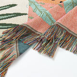 Cheetah Girl INS-Style Illustrated Line Blanket - Multi-Use Design