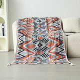 Red-blue Bohemian Knitted Sofa Blanket, 130 x 170 cm, 900g, Ideal for Hotel and Nap Use