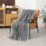 Dark Grey Knitted Sofa Blanket with Plush Side, 130 x 170 cm, 720g, Ideal for Napping and Office Use