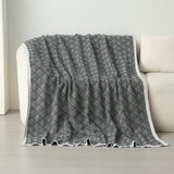 Dark Grey Knitted Sofa Blanket with Plush Side, 130 x 170 cm, 720g, Ideal for Napping and Office Use