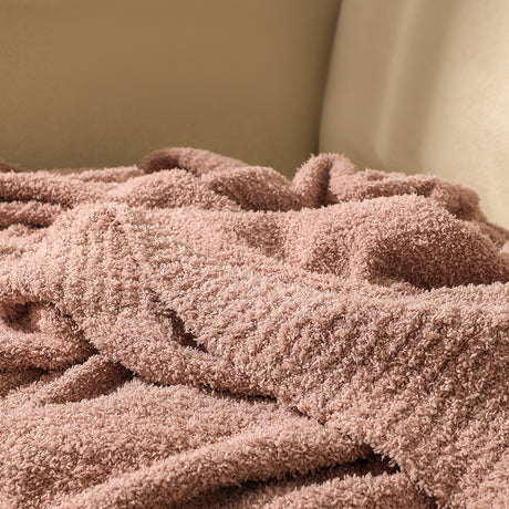 Orange Solid Color Plush Knitted Blanket for Sofa and Office, 152 x 203 cm, 1150g