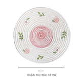 (Peach) Cotton Rope Woven Placemats - Set of 3, 30cm Diameter Heat Resistant Kitchen Decor