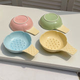 2 Pcs Blue and Yellow Adorable Ice Cream Cone Ceramic Slow Feeder Pet Bowl - Fun Anti-Gulp Design for Cats & Dogs