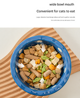 Yellow Adorable Mushroom Ceramic Elevated Cat Bowl - Anti-Vomiting & Spine Protecting Pet Feeder with Polka Dots