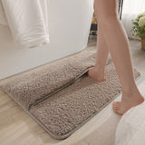 Brown Ultra Absorbent Plush Bath Mat - Non-Slip Bathroom Rug with Innovative Foot Drying Pocket