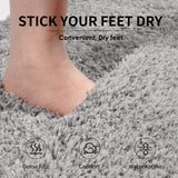 Brown Ultra Absorbent Plush Bath Mat - Non-Slip Bathroom Rug with Innovative Foot Drying Pocket