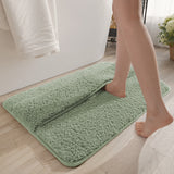 Green Ultra Absorbent Plush Bath Mat - Non-Slip Bathroom Rug with Innovative Foot Drying Pocket