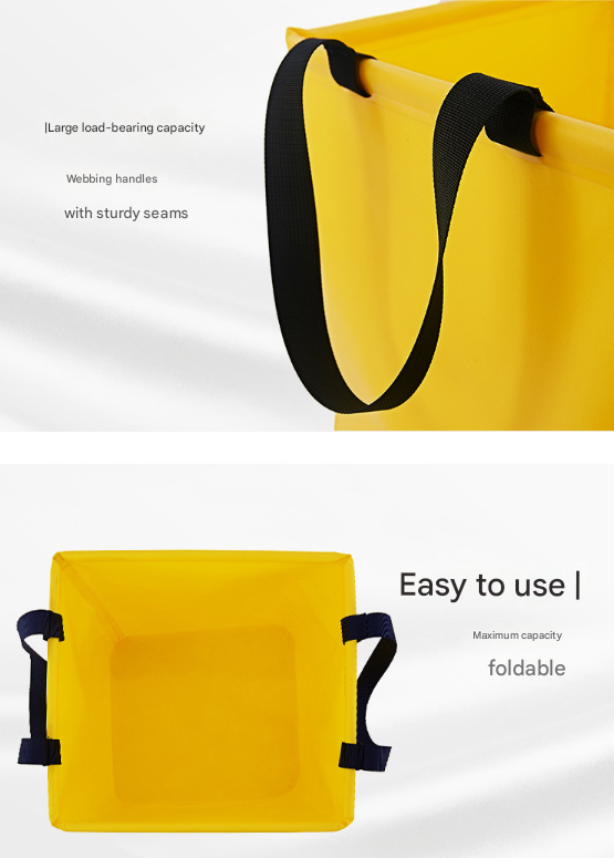 Yellow 25L Collapsible Bucket - Heavy-Duty PVC Waterproof Folding Pail for Fishing, Camping & Car Washing