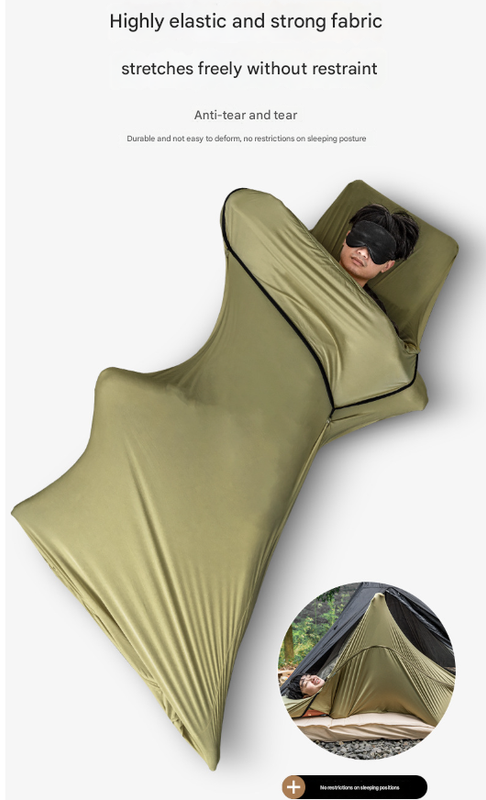 Green Ultra-Stretch Sleeping Bag Liner - Portable & Lightweight Envelope Sleep Sack for Camping & Travel