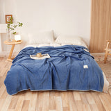 200*230CM Blue Ultra-Soft Dual-Sided Waffle & Plush Fleece Blanket - Large Cozy Throw for Bed & Sofa