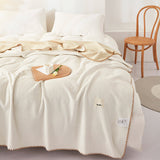 200*230CM Milky White Ultra-Soft Dual-Sided Waffle & Plush Fleece Blanket - Large Cozy Throw for Bed & Sofa