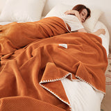 200*230CM Milky White Ultra-Soft Dual-Sided Waffle & Plush Fleece Blanket - Large Cozy Throw for Bed & Sofa