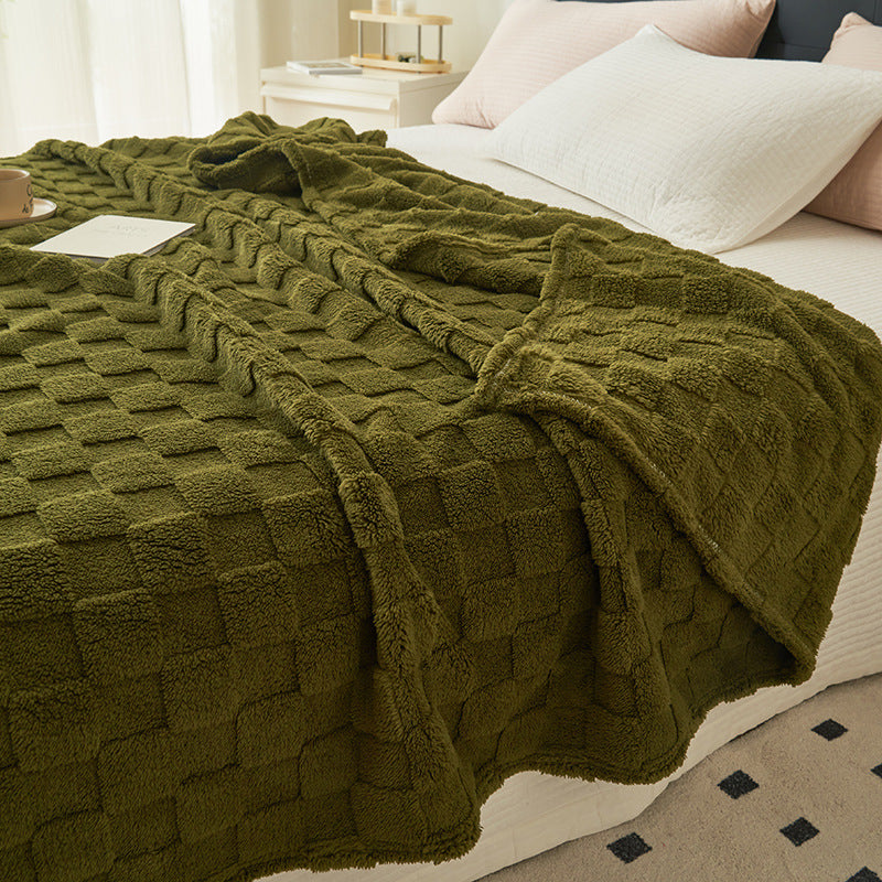 200*230CM Dark Green Ultra-Soft Waffle Textured Plush Fleece Blanket - Large Cozy All-Season Throw for Bed & Sofa