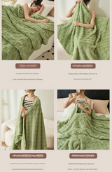 200*230CM Khaki Ultra-Soft Waffle Textured Plush Fleece Blanket - Large Cozy All-Season Throw for Bed & Sofa