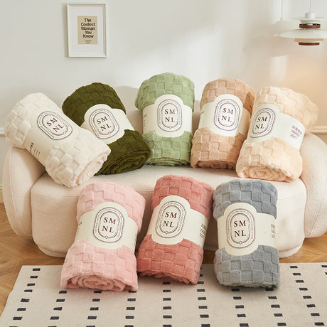 200*230CM Light Pink Ultra-Soft Waffle Textured Plush Fleece Blanket - Large Cozy All-Season Throw for Bed & Sofa