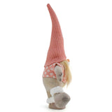 Pink Hat One-Legged Standing Christmas Gnome - Santa & Rudolph Plush Faceless Dwarf Figurine