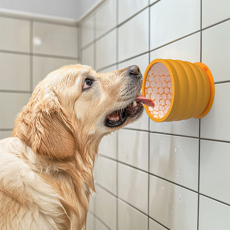 Yellow Large Anti-Choke Slow Feeder Dog Bowl - Non-Slip, Spill-Resistant Pet Feeding Dish