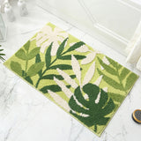 Green Branches and Green Leaves Jacquard Bathroom Mat - Super Absorbent Non-Slip Rug (40x60cm), Toilet Floor Mat for Bathroom/Bedroom/Entryway