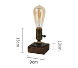 Rustic Industrial Table Lamp Vintage Wooden Base Accent Light