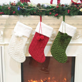 White Large Cable Knit Christmas Stocking - Classic 43cm Holiday Decor for Fireplace Hanging