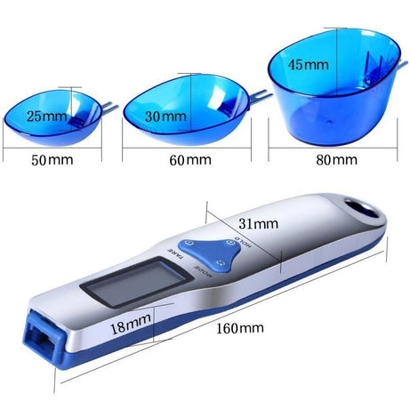 Blue High Precision Digital Spoon Scale - Electronic Measuring Scoop with 3 Heads for Kitchen & Baking(300g)