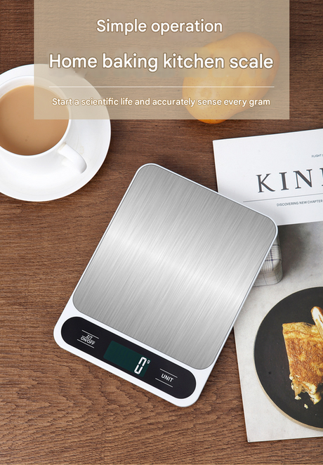 Black Slim Digital Kitchen Scale - High Precision Stainless Steel Food Scale for Baking & Cooking(10kg)