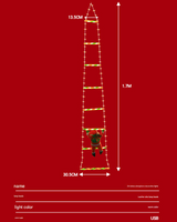 Festive Climbing Santa LED Ladder Light - USB Powered Outdoor Christmas Hanging Decoration with Remote(1.7m)