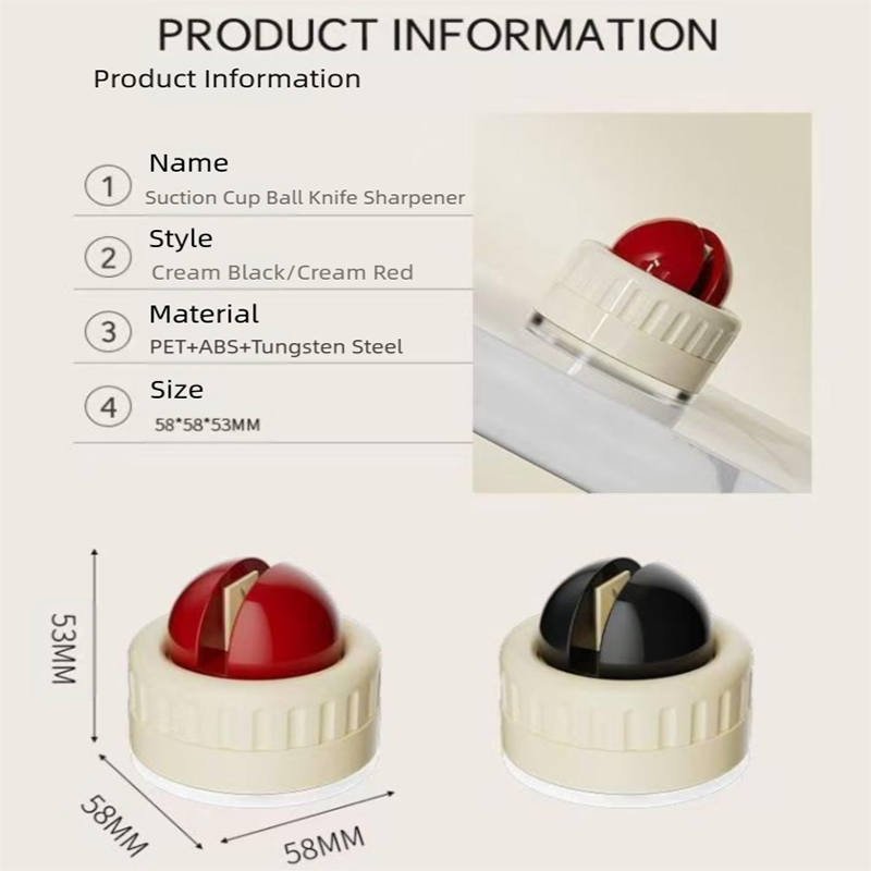 Two red pieces and two black pieces Powerful Suction Kitchen Knife Sharpener - Tungsten Steel Fast Sharpening Tool for Household Knives & Scissors