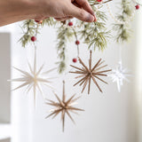 5-PCS White New Christmas Ornament - Starburst Hanging Decor for Tree and Holiday Display