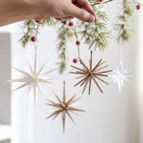 5-PCS Transparent New Christmas Ornament - Starburst Hanging Decor for Tree and Holiday Display
