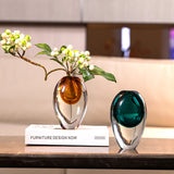 Artistic Teardrop Glass Vase - Handcrafted Glazed Finish for Hydroponics & Floral Decor(amber)