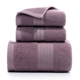 Premium Long-Staple Cotton Towel Set - 2 Hand Towels & 1 Bath Towel Gift Bundle(purple)