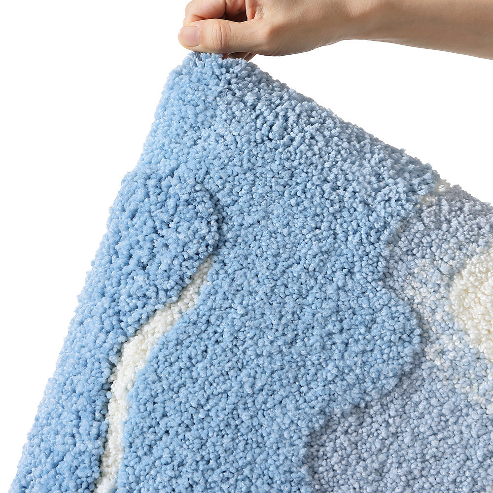 Premium Bath Mat with 8X Water Absorption & Non-Slip Base(Footprints by the seaside)