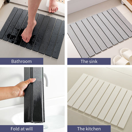 Collapsible Diatom Mud Bath Mat - Quick Dry, Non-Slip, Odor-Free Absorbent Pad(dark grey)
