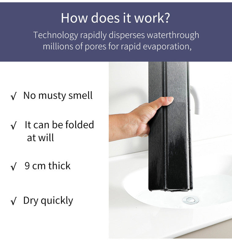 Collapsible Diatom Mud Bath Mat - Quick Dry, Non-Slip, Odor-Free Absorbent Pad(dark grey)