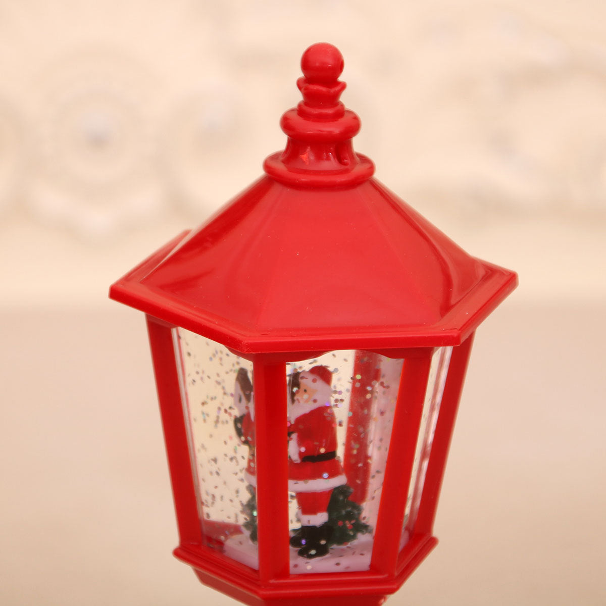 Festive LED Christmas Snow Globe Lantern - Glittering Tabletop Decoration with Santa/Snowman Scene, Dual Power(white)