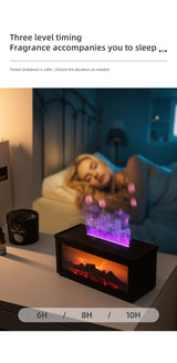 Fireplace Flame Effect Aroma Diffuser & Humidifier with 7-Colour Light, Timer & Remote Control(White)