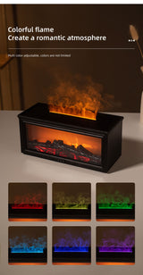 Fireplace Flame Effect Aroma Diffuser & Humidifier with 7-Colour Light, Timer & Remote Control(Light Wood Grain)